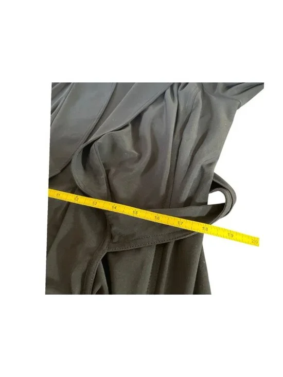 Ralph Lauren Black Wrap Dress Collared V-Neck 3/4 Sleeve Jersey Dress SZ 12 - Picture 7 of 10